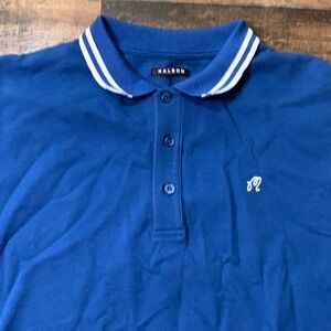 Malbon Golf Polo Men’s Large Blue Pullover Preppy Embroidered Knit Performance